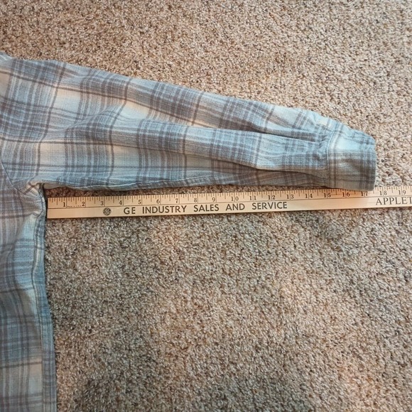 Vtg Pendleton 100% Pure Virgin Wool Shirt White Blue RN 29685 Men's Size Medium - Picture 15 of 15